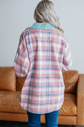 Plaid Collared Neck Flap Pockets Shacket OutfitFlow
